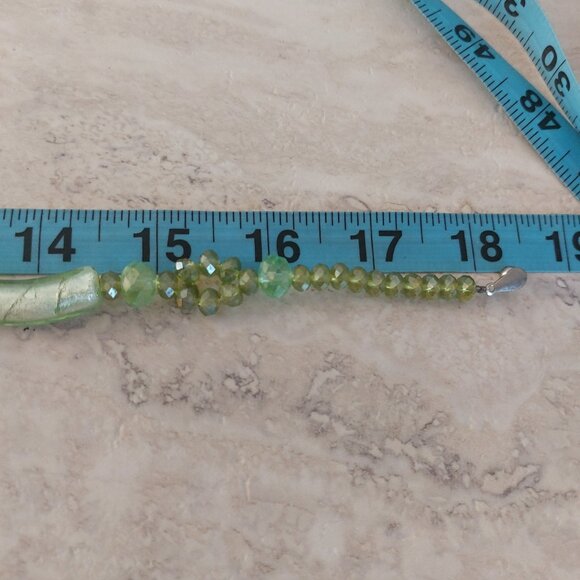 Teng Yue Necklace Green Faceted Beaded Boho Chic Statement Geometric Pendant EUC - Picture 5 of 9